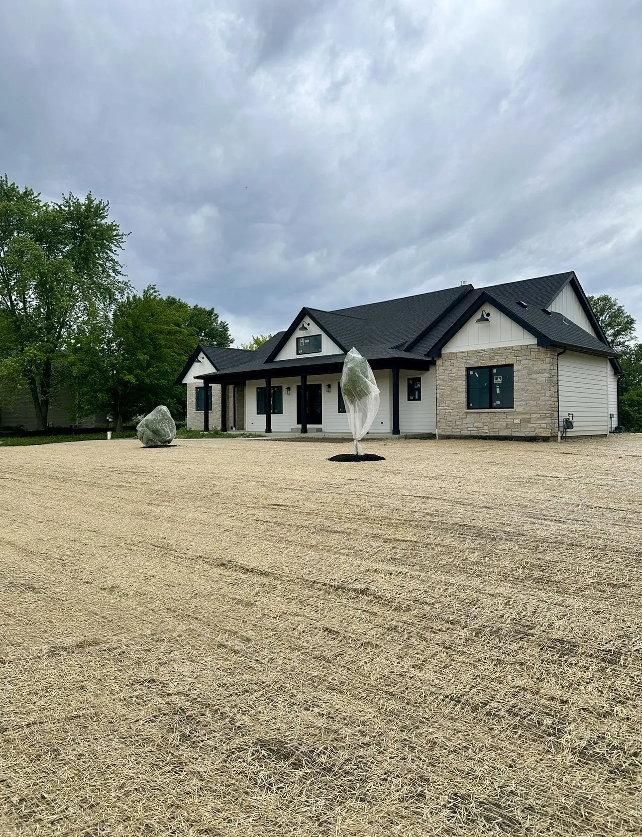 Finished drainage and grading work on a residential yard by Rodak Landscaping