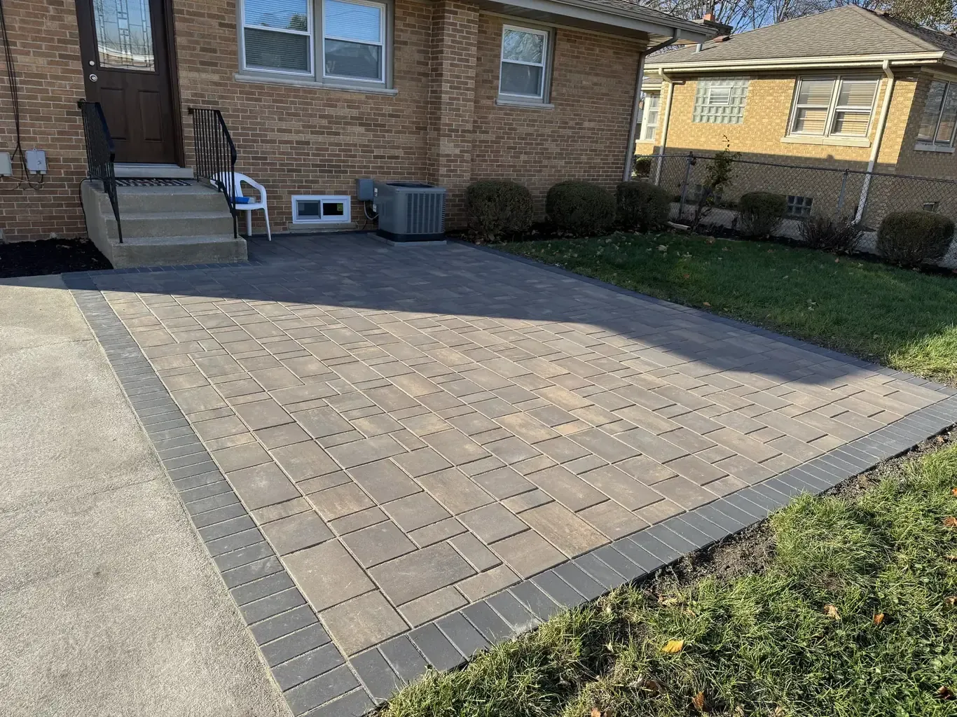 Finished paver patios in Lemont by Rodak Landscaping: Lemont Backyard Paver Patio Installation