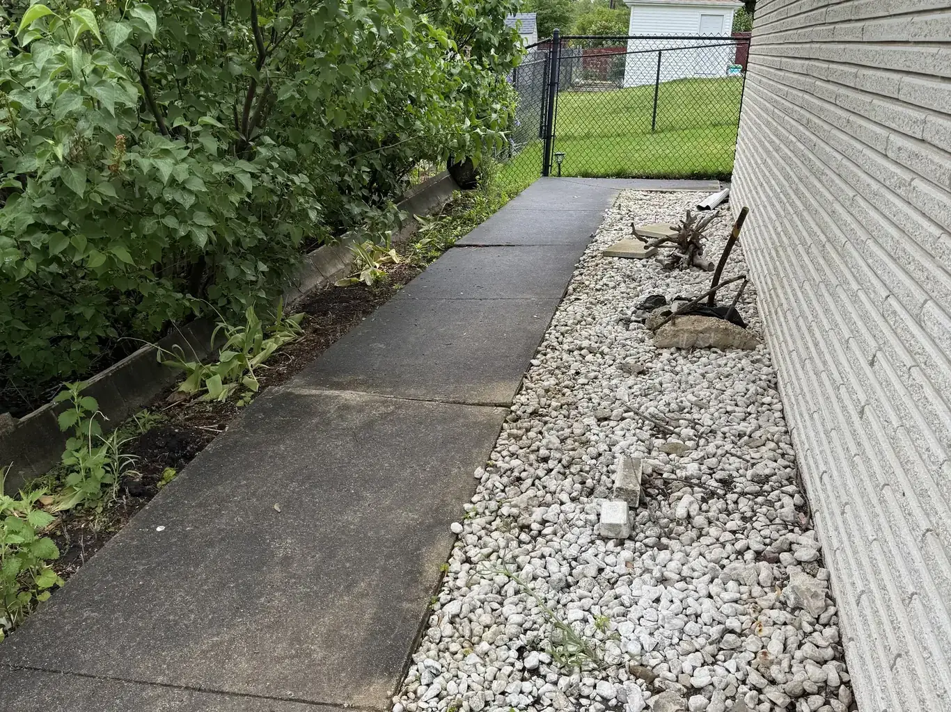 Before: Lockport Side Walkway & Retaining Wall Rebuild by Rodak Landscaping