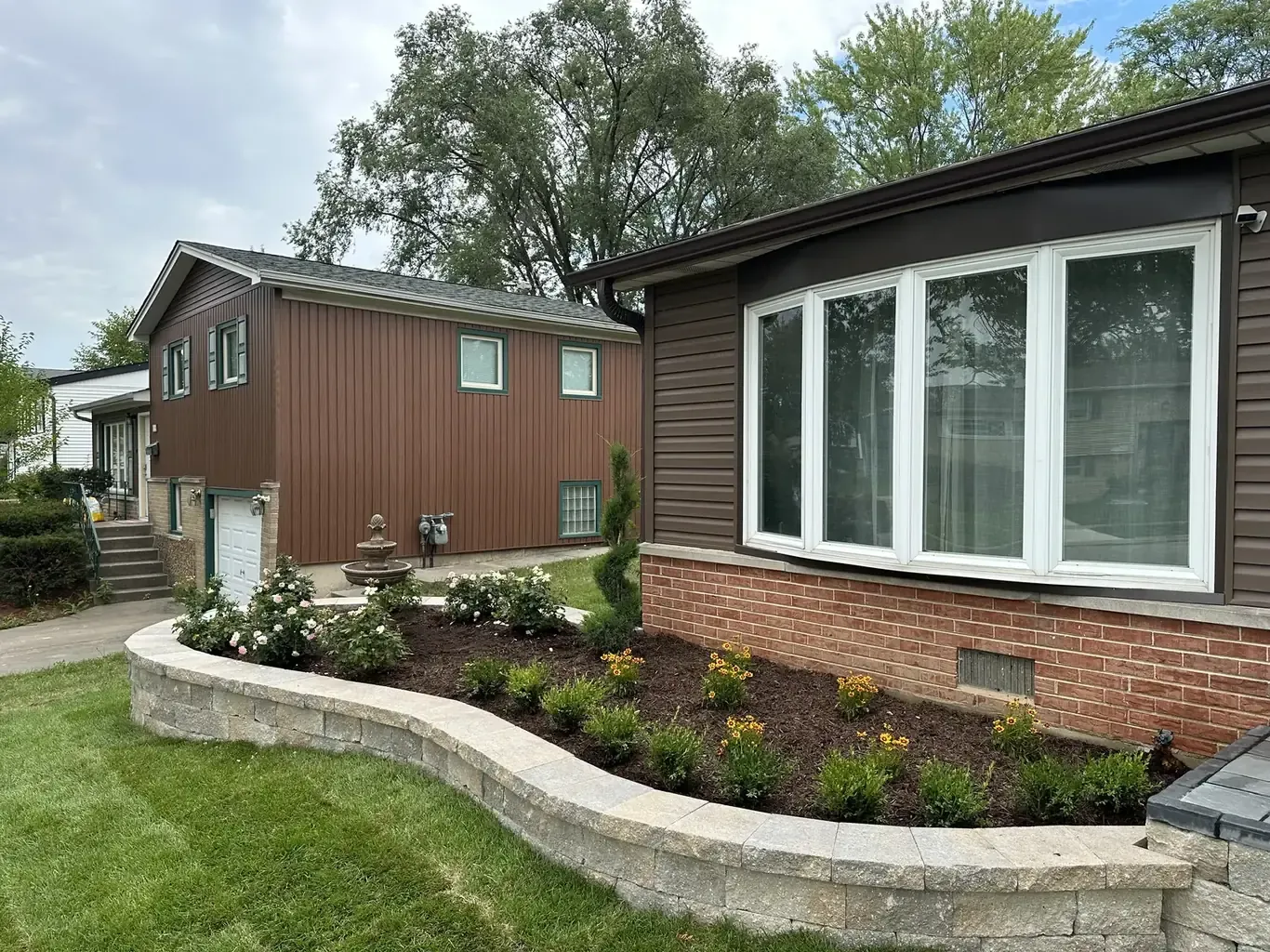 Finished retaining walls in Oak Forest by Rodak Landscaping: Oak Forest Front Yard Transformation