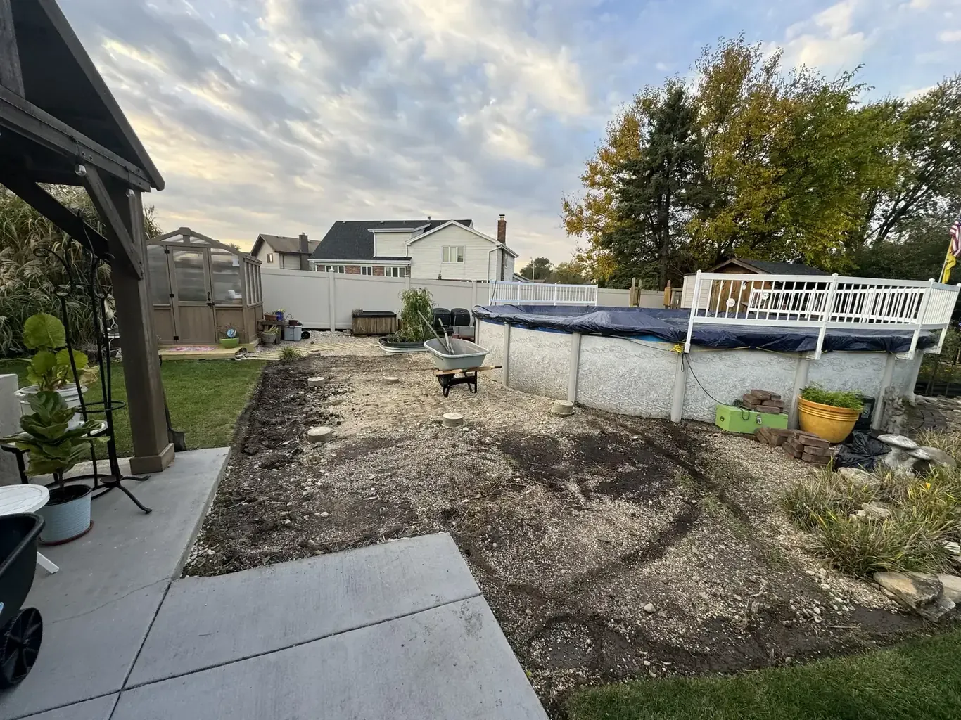 Before: Orland Park Pool Paver Patio Surround by Rodak Landscaping