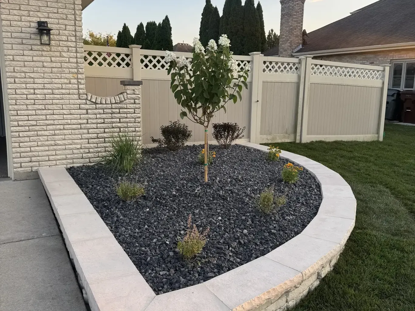 Finished retaining walls in Tinley Park by Rodak Landscaping: Tinley Park Front Retaining Wall (174th Place, 2025)