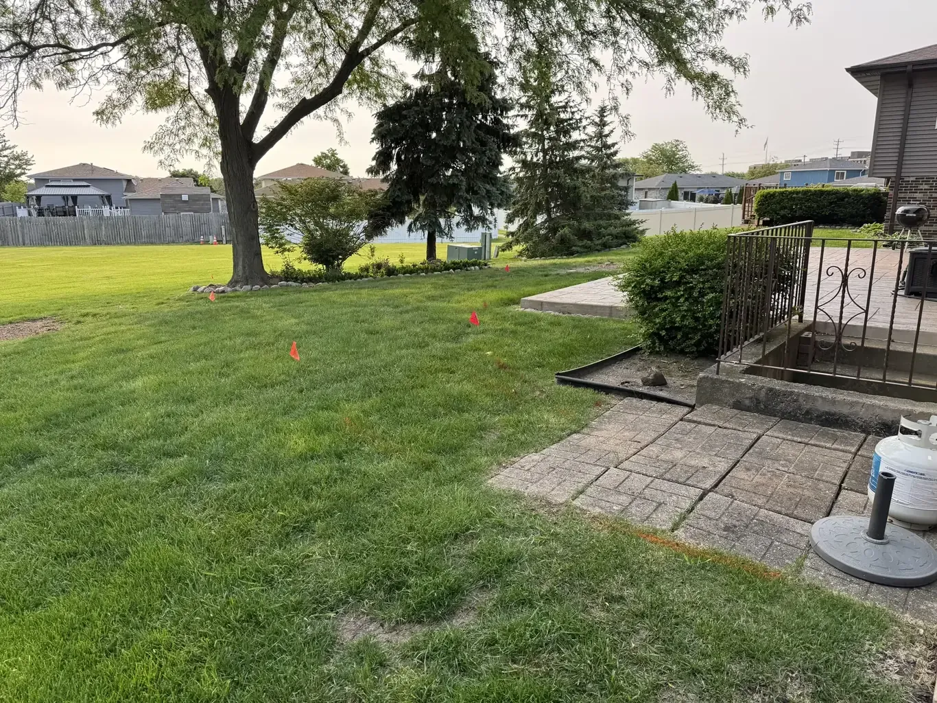 Before: Tinley Park Backyard Custom Plant & Patio Design by Rodak Landscaping